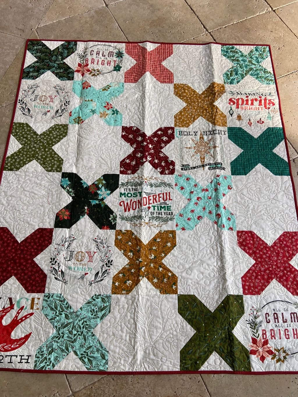 Cross Stitched Quilt with