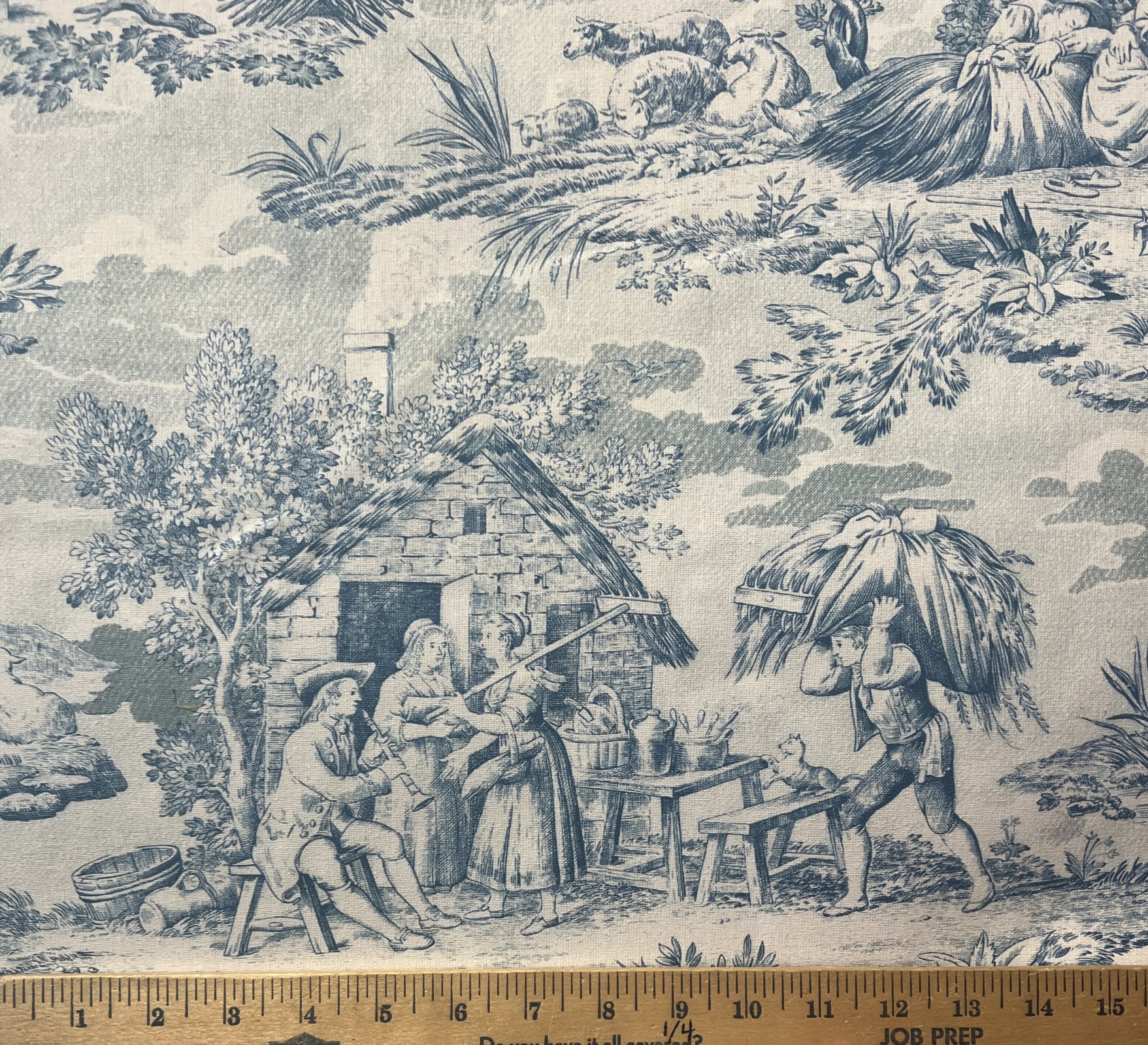 French Toile de Jouy and Drapery Fabric (108in wide)