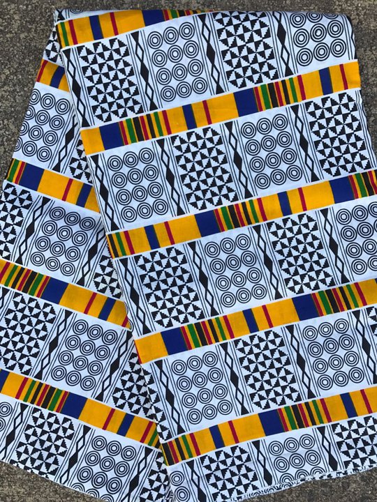 African Black and White Kente Cloth striped fabric 453