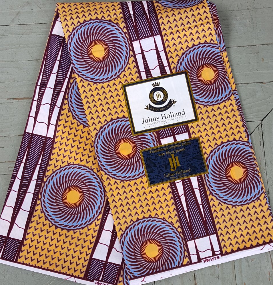 Orange and Purple Wax Block Fabric 1142