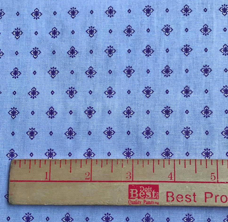 French Lavender Blue Mini Print Quilt Piece 668