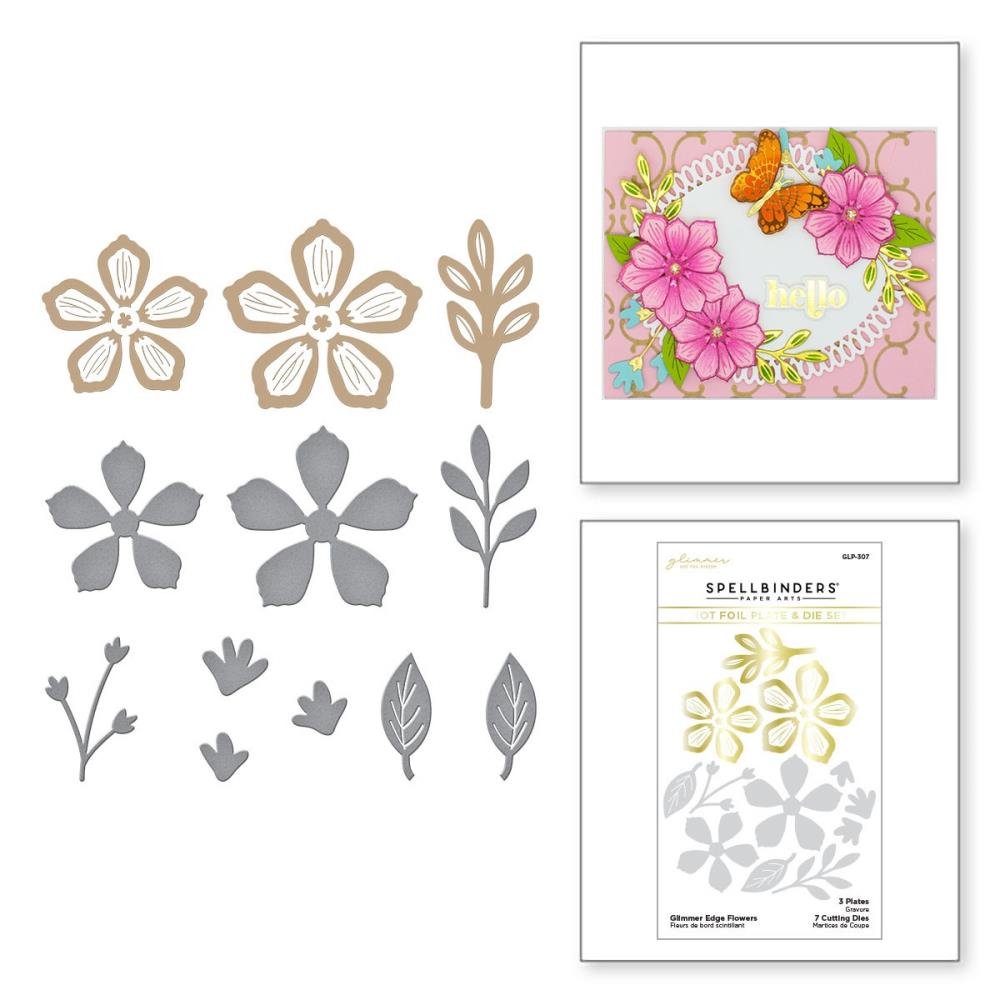 Spellbinders Glimmer Hot Foil Plate & Die Glimmer Edge Flowers