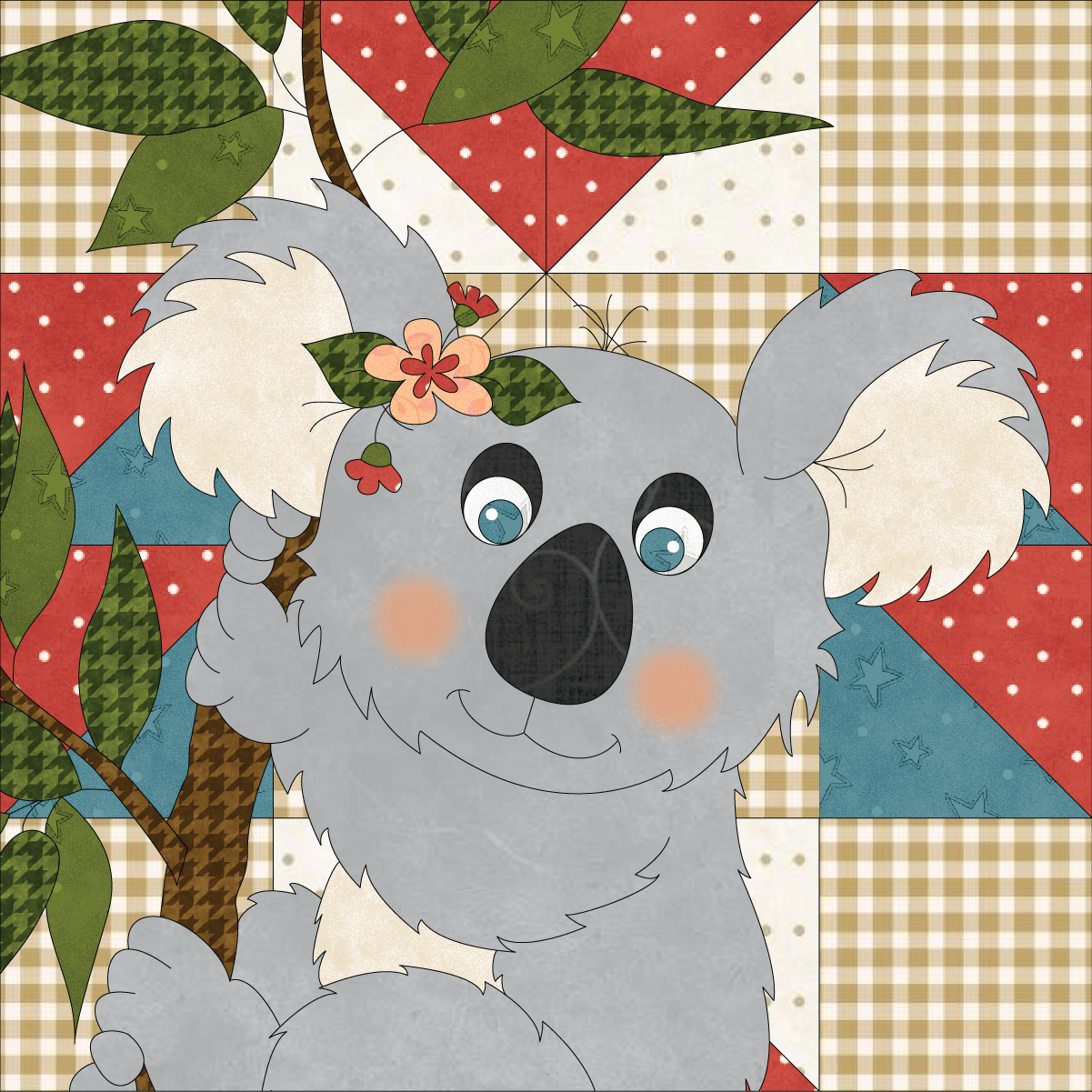 Baby Koala & Applique Quilt Block Precut Fused Applique Pack 730629909292