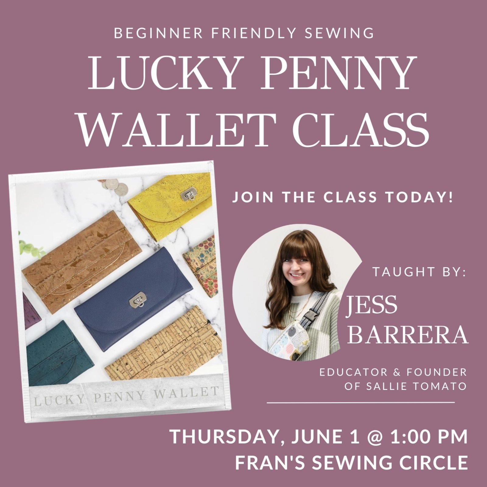 Sallie Tomato Lucky Penny Wallet Class