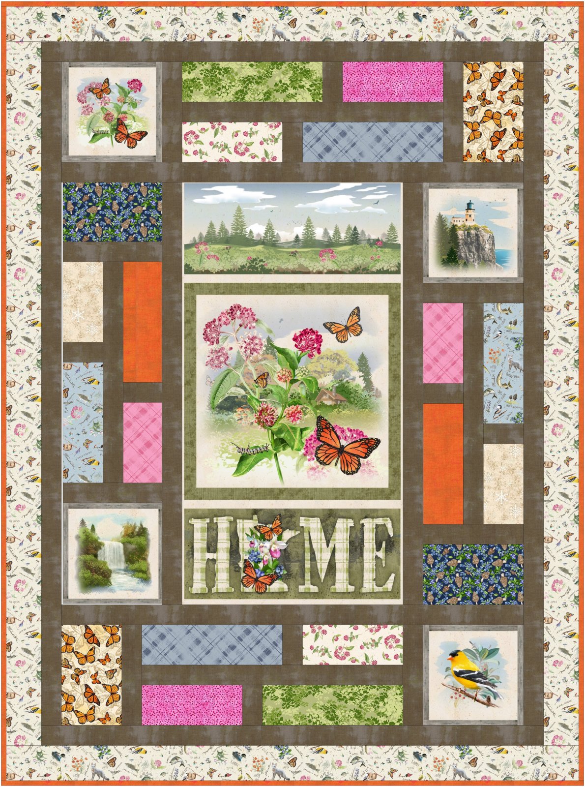 2022 Panel Throw Quilt 57 x 77 inches