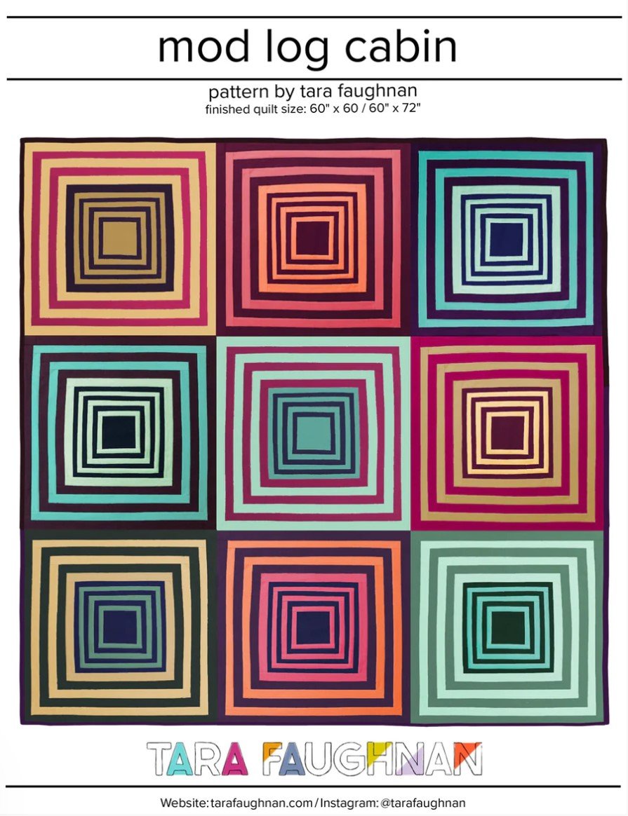 Modern Log Cabin Quilt Pattern by Tara Faughnan 790757665835