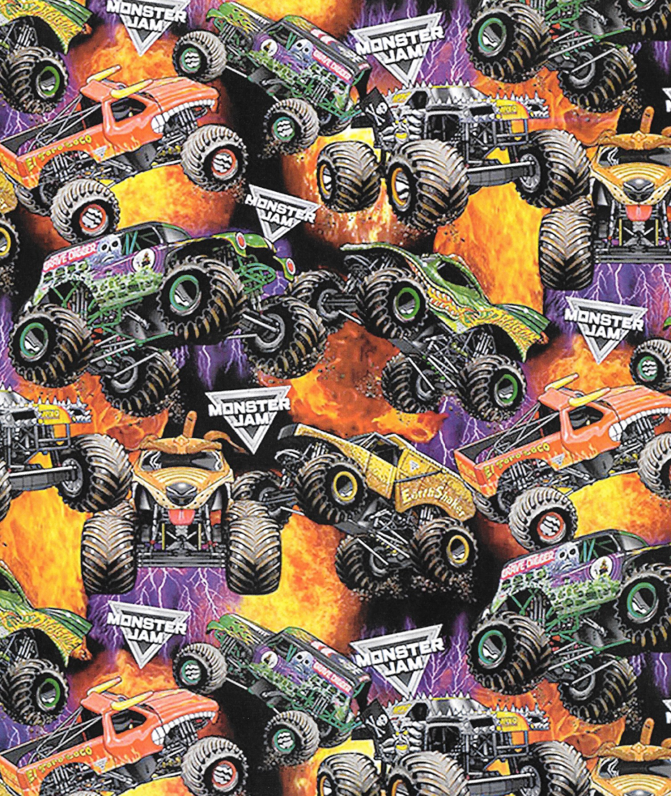 SykelMonster Jam Fleece 1561 Packed Monster Trucks