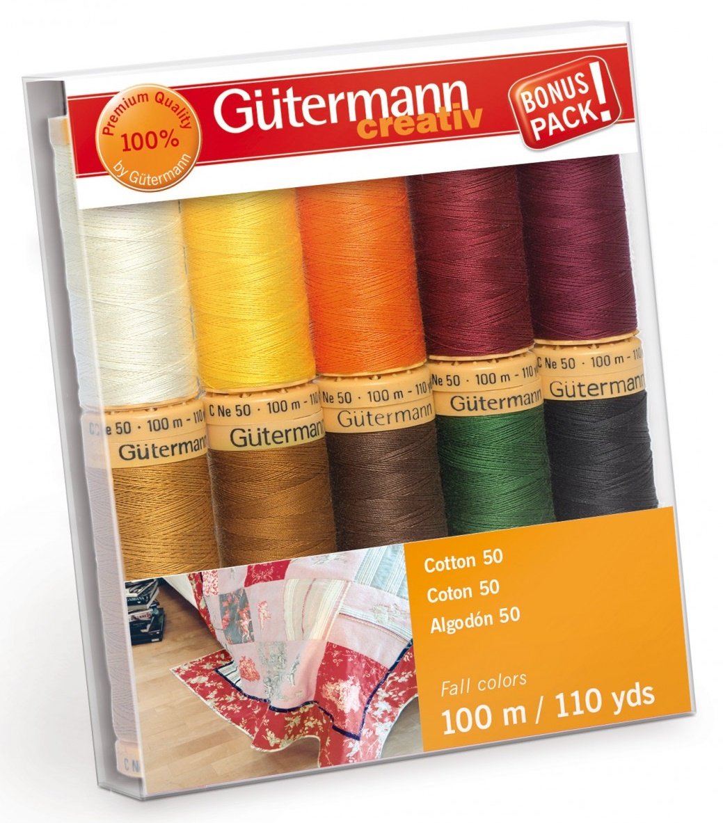 Gutermann Creativ Thread 7340162 Fall Cotton 50 10 Spools/10 Colors