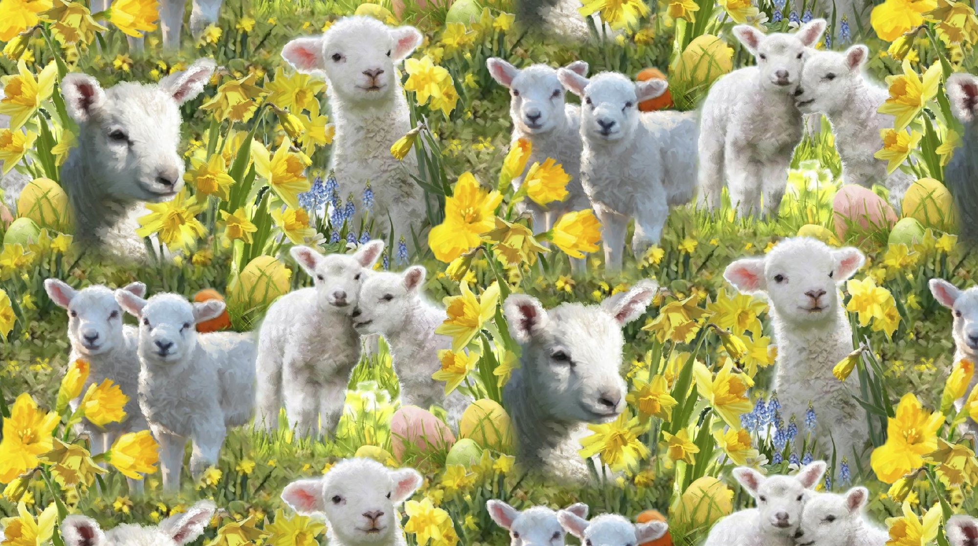DTExclusive Digital Prints AL38341 Easter Lambs Allover