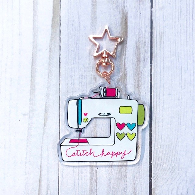 Stitch Happy Sewing Machine Keychain