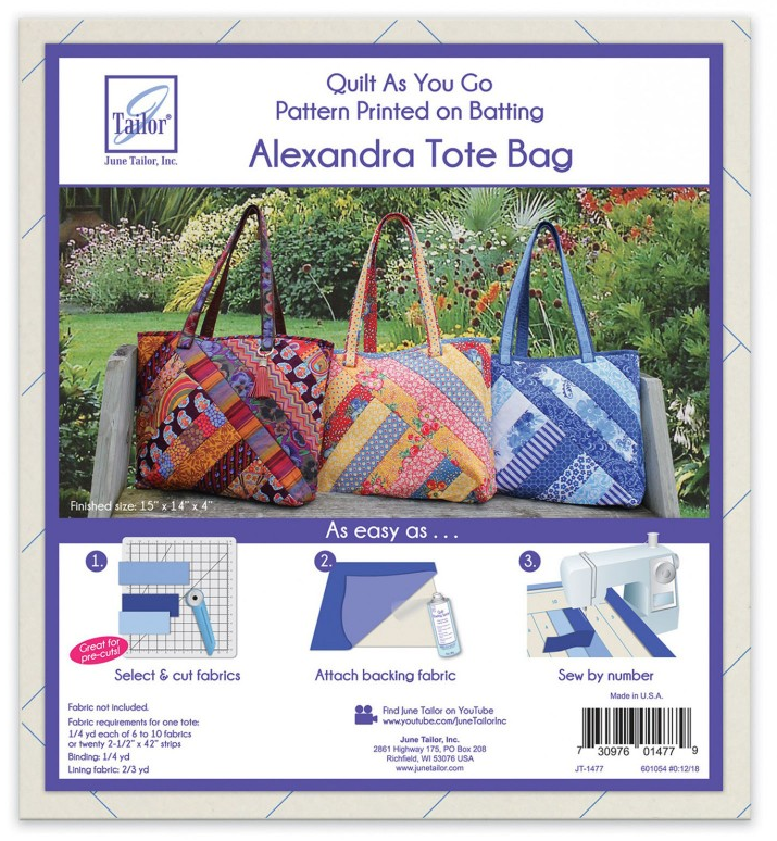 Alexandra Tote Bag Quilt As You Go PrePrinted Batting