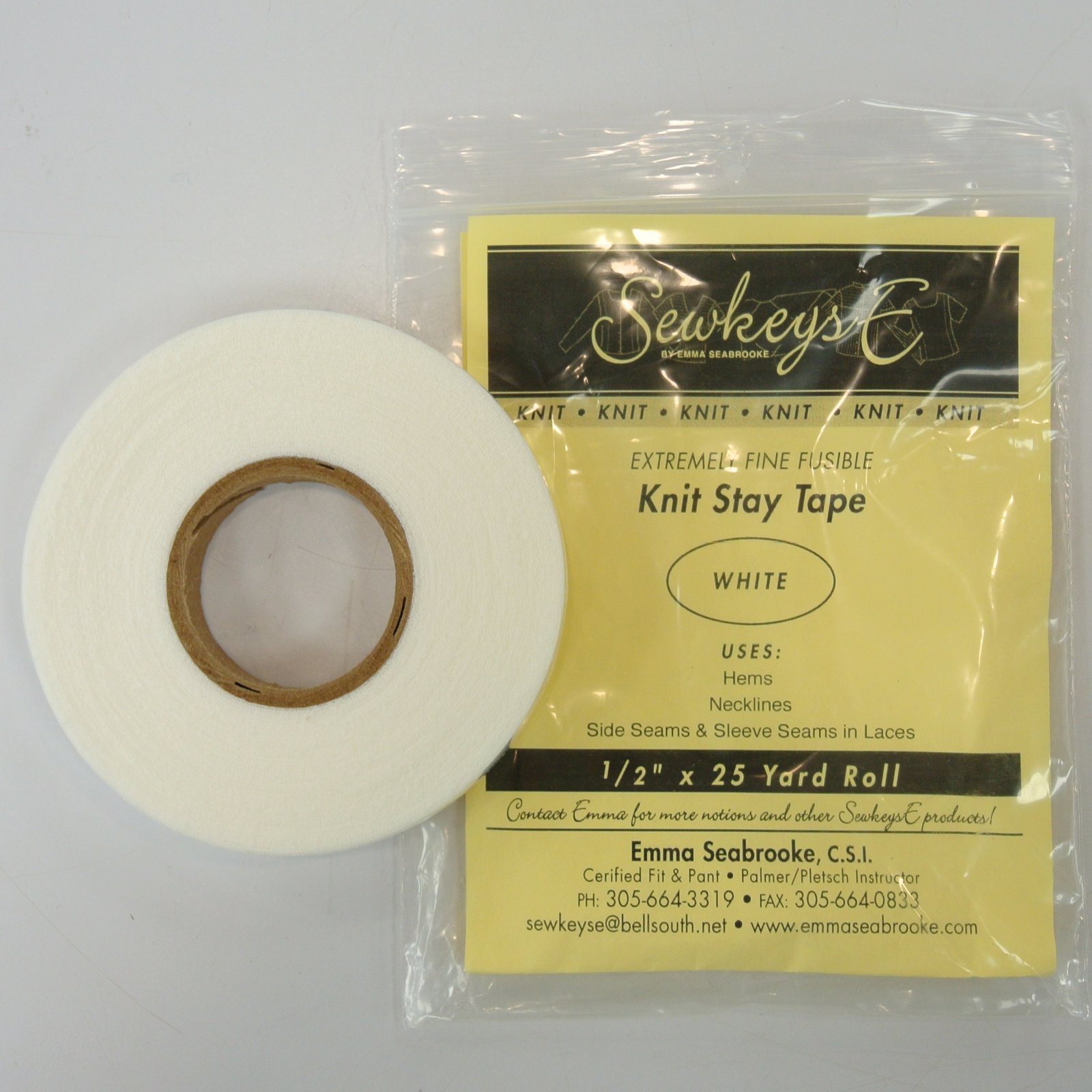 Extremely Fine Fusible Knit Stay Tape White