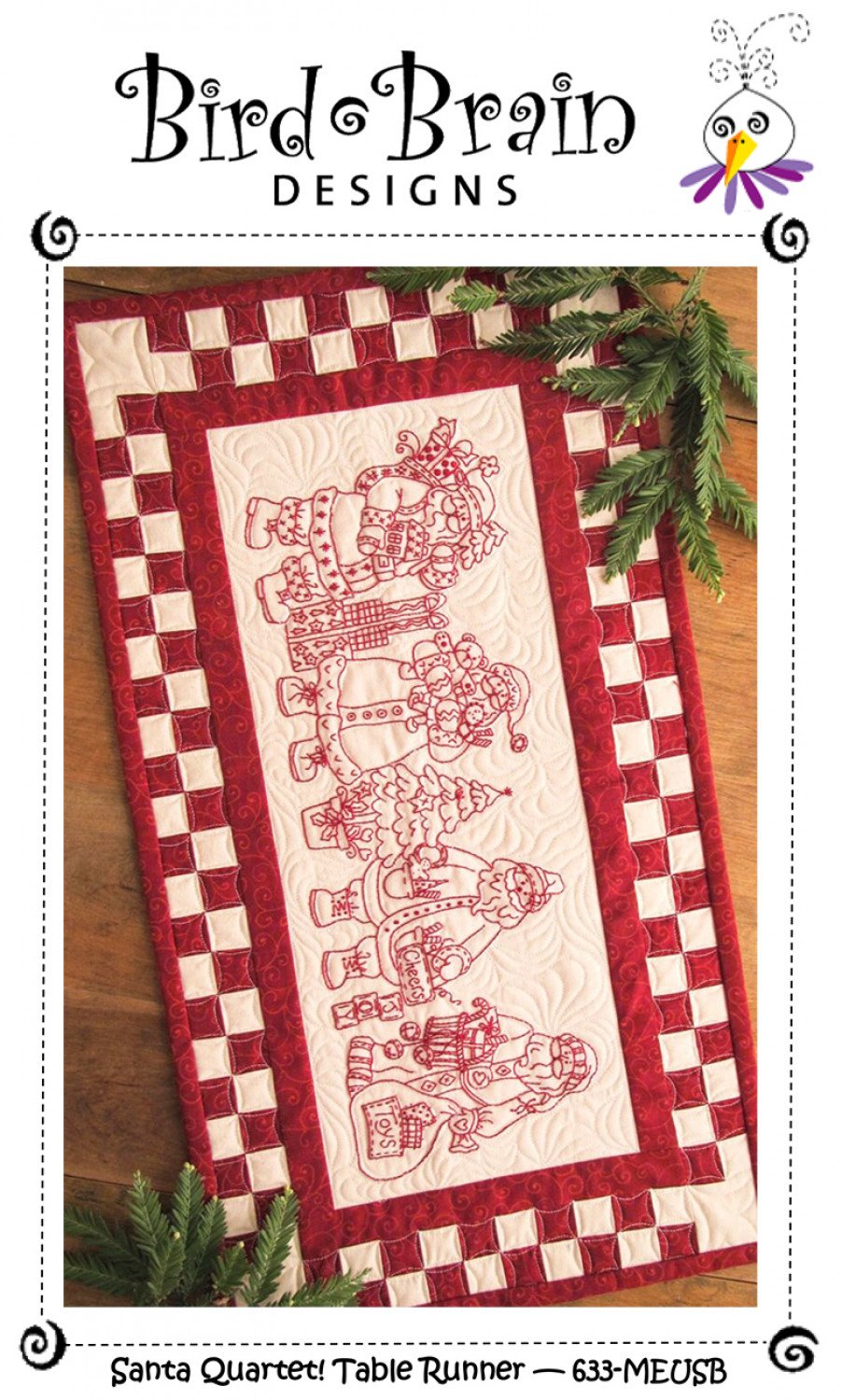Embroidery Club Santa's Quartet Tablerunner