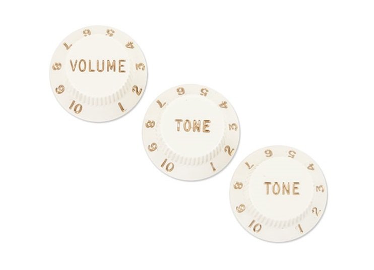 Fender Original Vintage Stratocaster Knob Set, White 717669447908