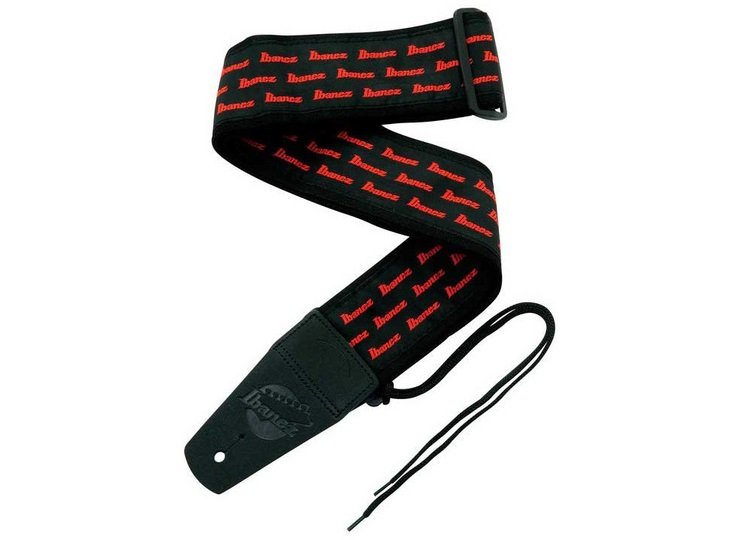 Ibanez Guitar Strap with Pick Holder Ends, Black/Red 606559805419