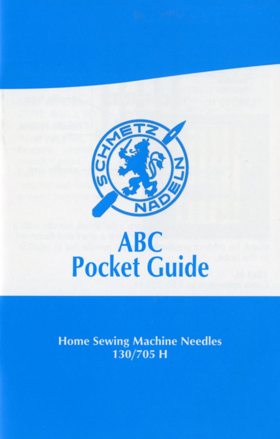 Schmetz Sewing Machine Needle ABC Pocket Guide 036346348100