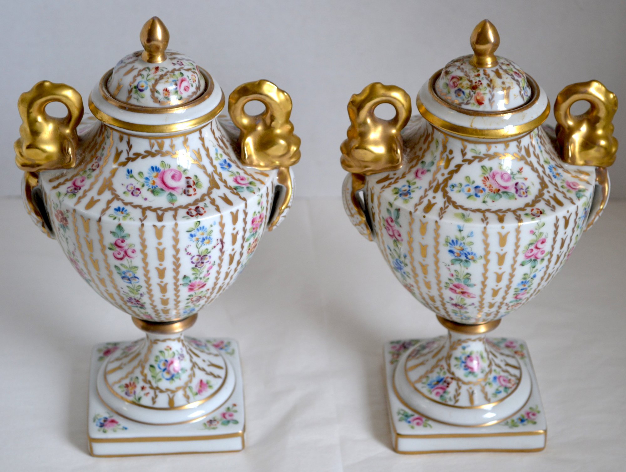 Late 19th Century French Porcelain vases with handles