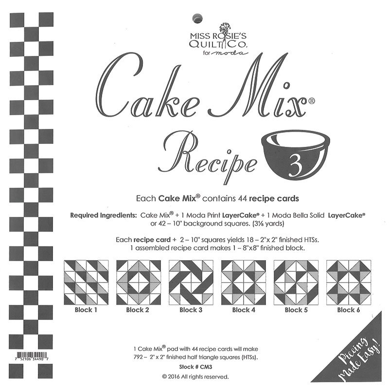 Moda Cake Mix Recipe Cards 3 44ct CM3 752106344907