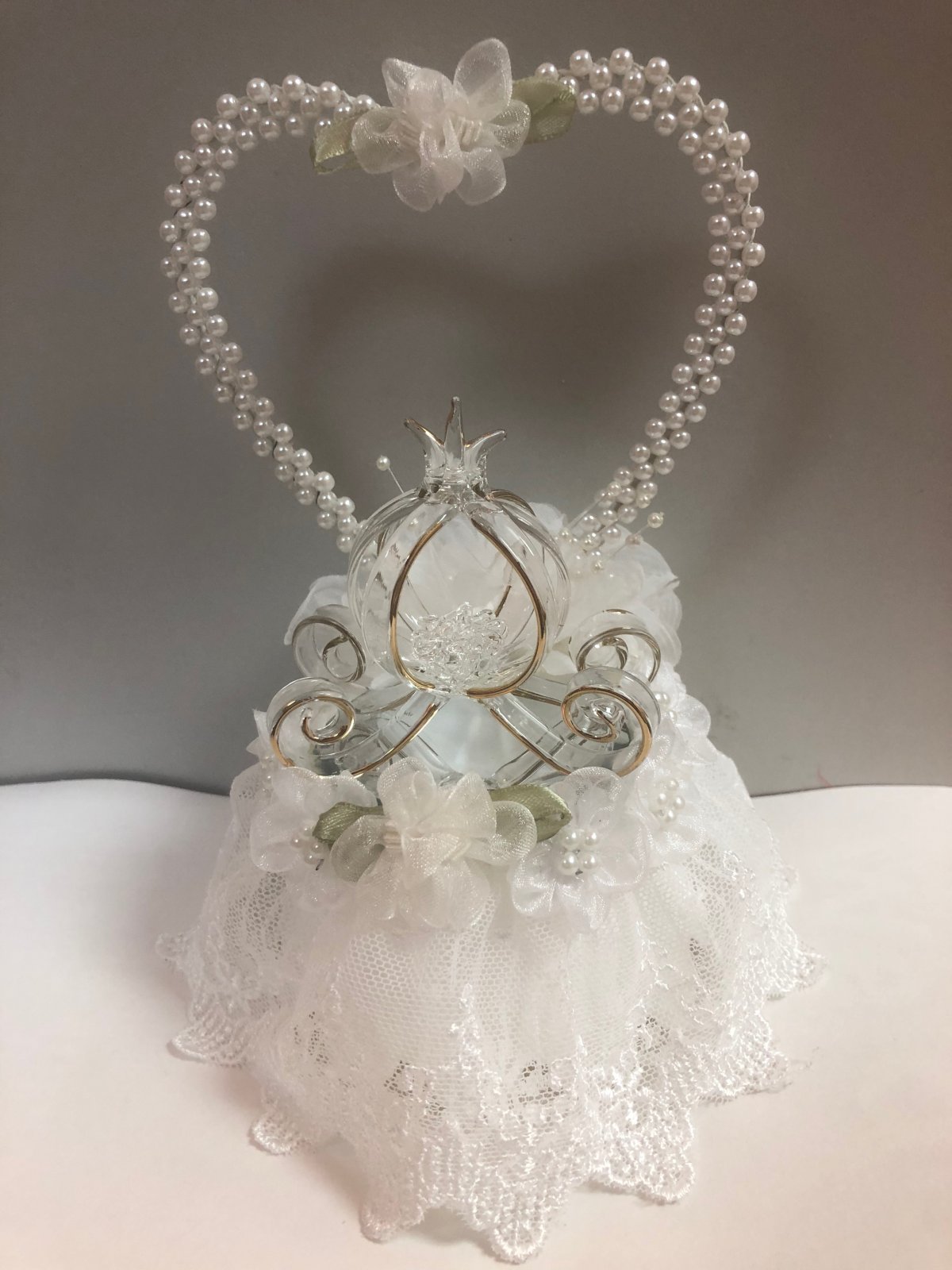 Glass Carriage Wedding Cake Topper