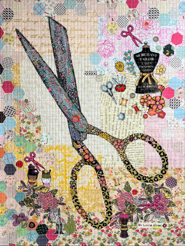 Sewing Scissors Collage Quilt Pattern by Laura Heine 680599139215