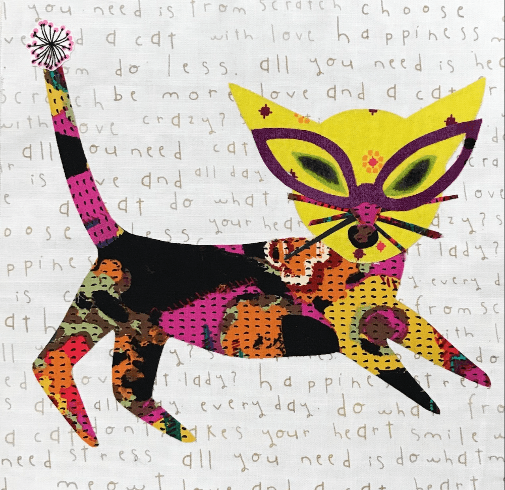 Whatevers! 6 Kat 8 inch Block Collage Kit and Pattern by Laura Heine.