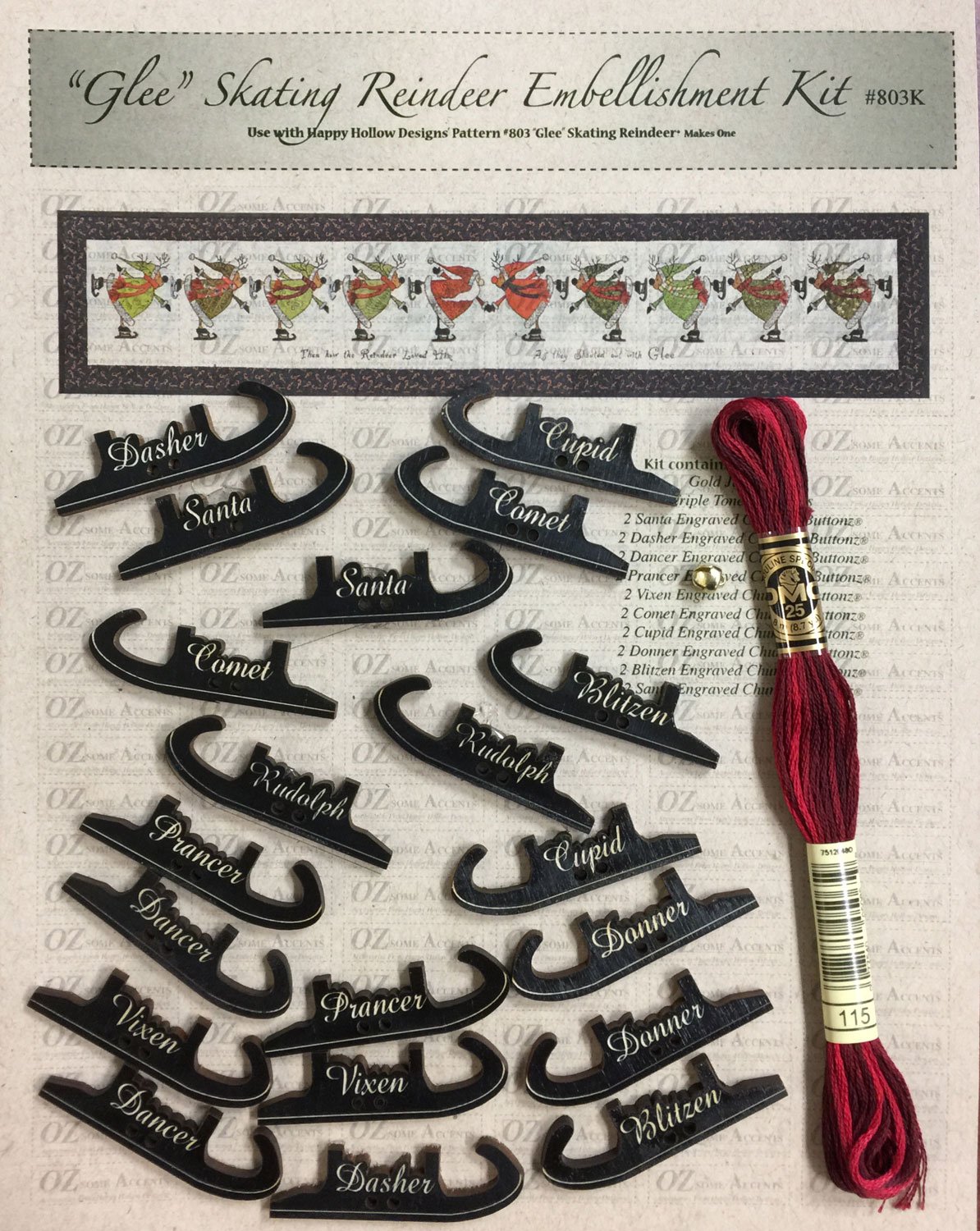 Glee Skating Reindeer Embellishment Kit 803K Happy Hollow Designs
