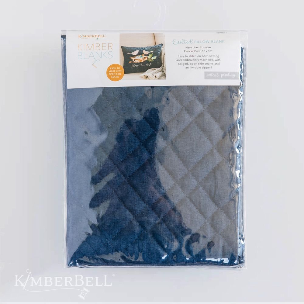 Navy Kimberbell Quilted Pillow Cover Blank, Lumbar, Navy Linen