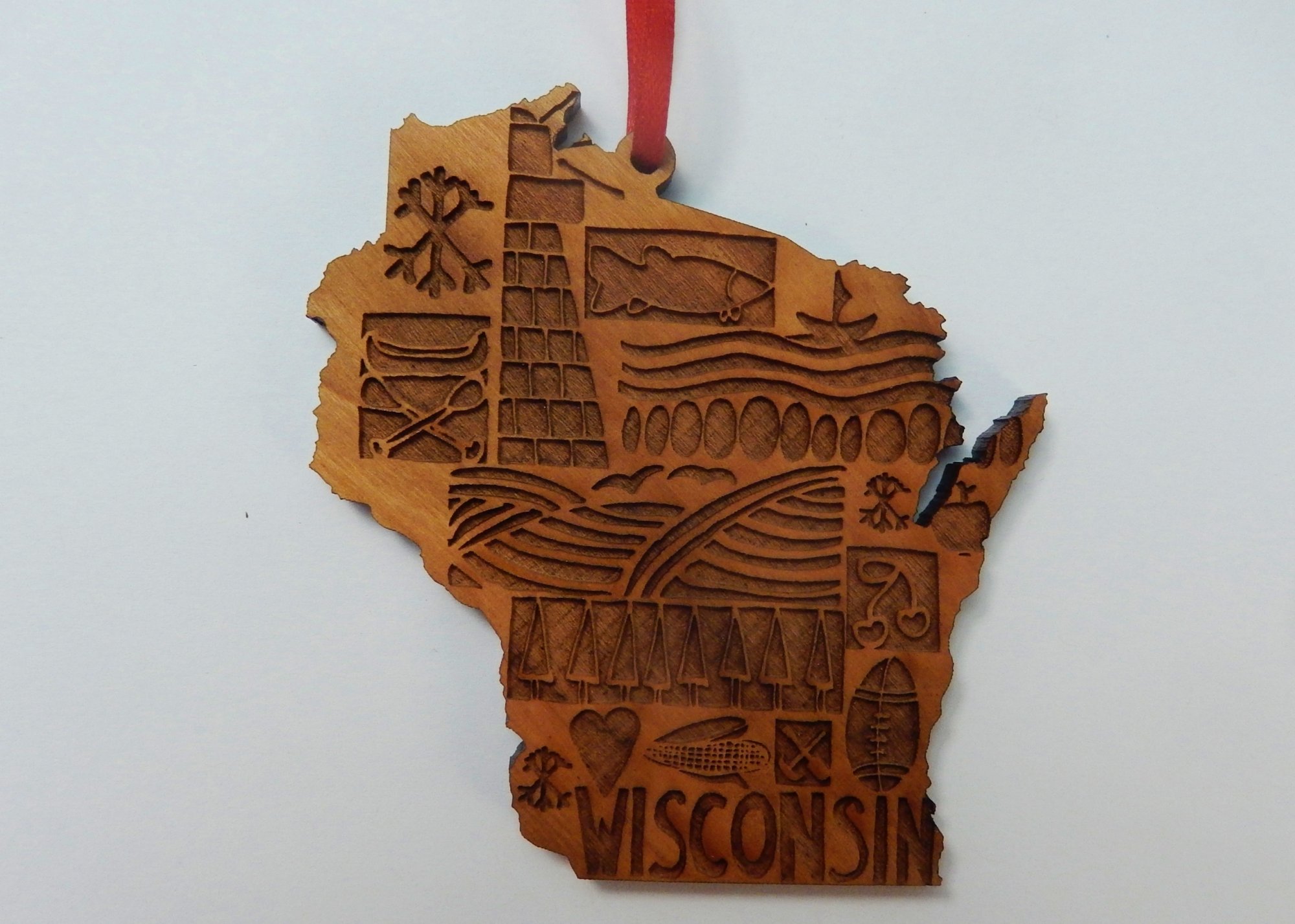 Wisconsin patchwork ornament