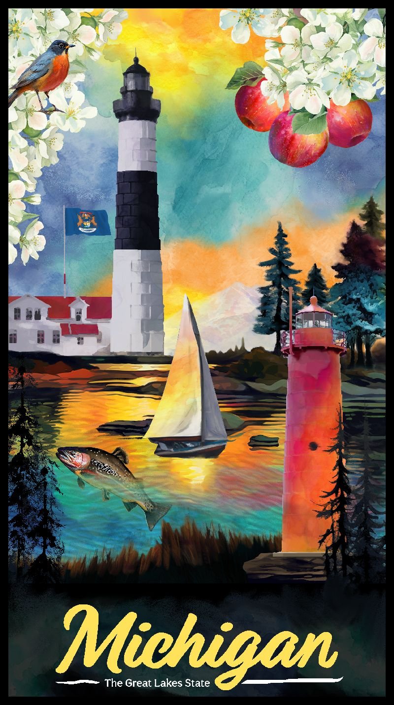 *10* 424 54036P1 EXCLUSIVE All Michigan Shop Hop 2024 Panel