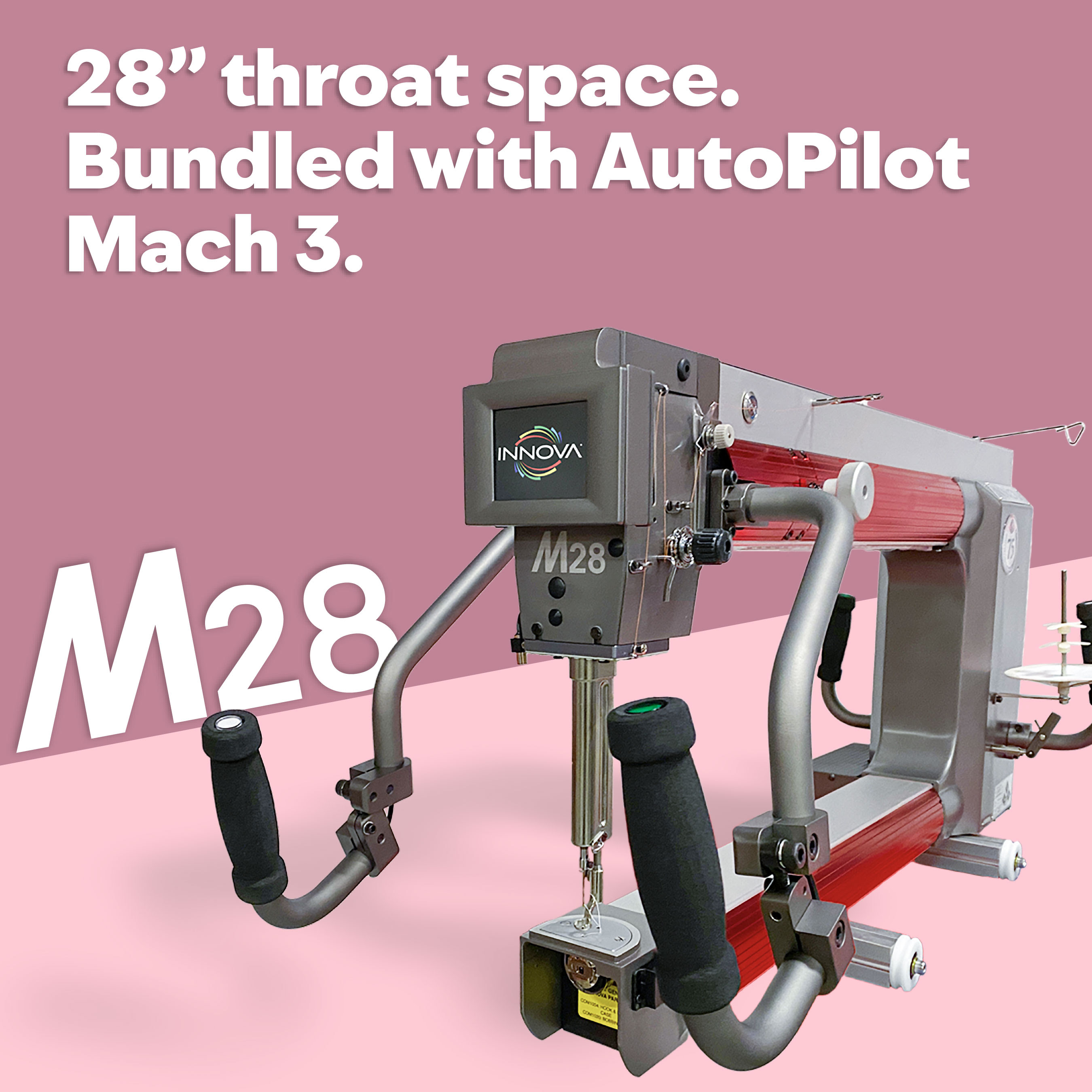 Innova longarm quilting machines are available for handguided or