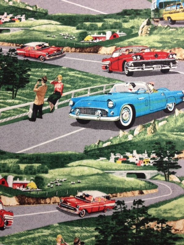 Retro Cars Autmobiles Vintage Cars Kitschy Cotton Fabric Quilt Fabric WI05