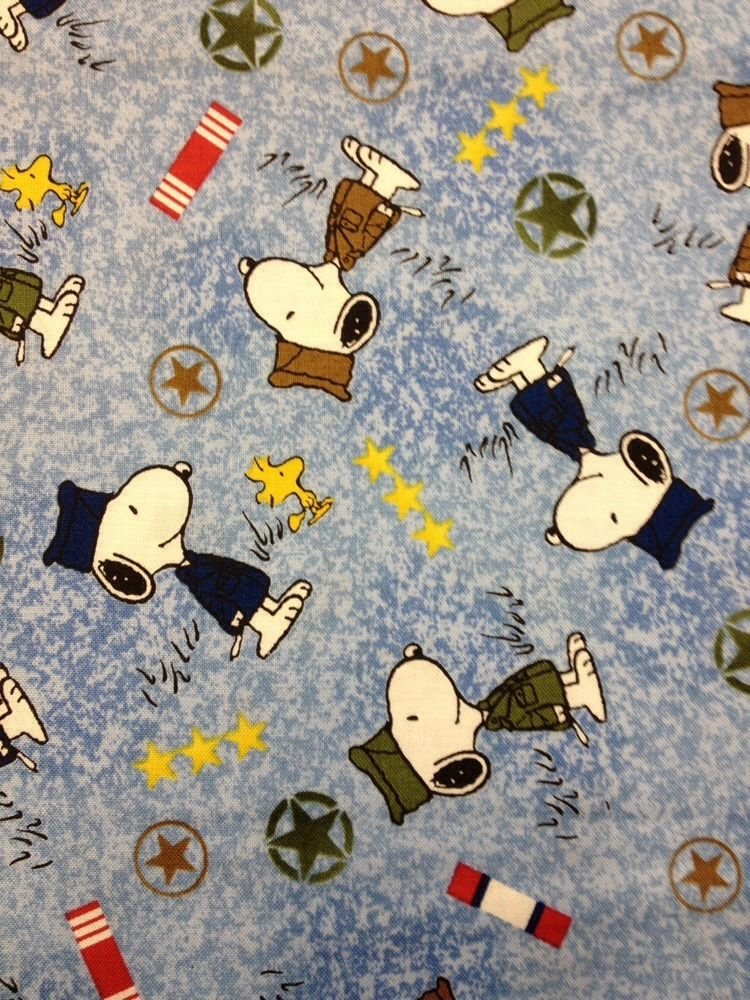 CS450 Peanuts Snoopy Military Uniforms Kids Cotton Fabric Quilt Fabric