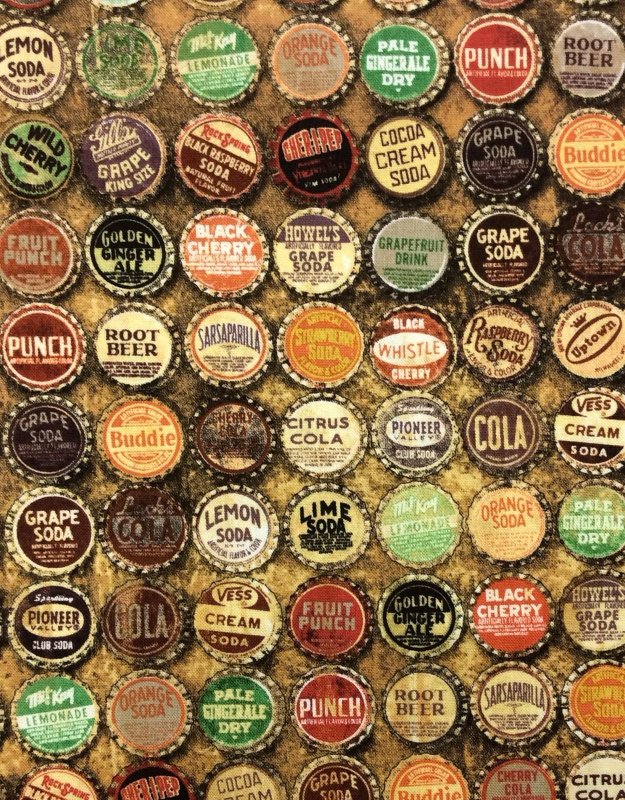 Soda Pop Retro Tops Bottle Caps Cola Cotton Fabric Quilt Fabric EE02