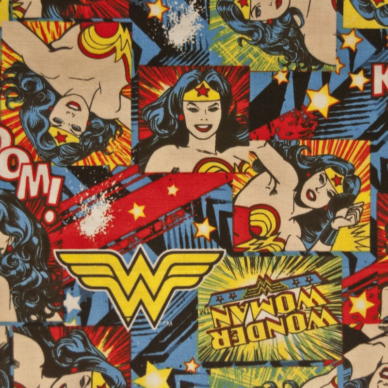 Wonder Woman FT18 Superhero Kaboom Comic Strip Hero Quilting Cotton