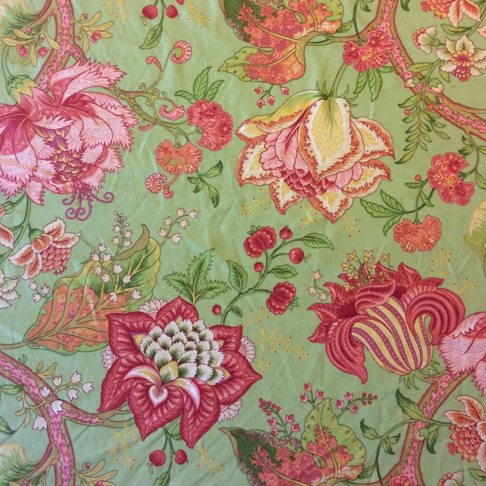 HD113 Jacobean Modern Exotic Blossoming Flowers and Leaves Nature