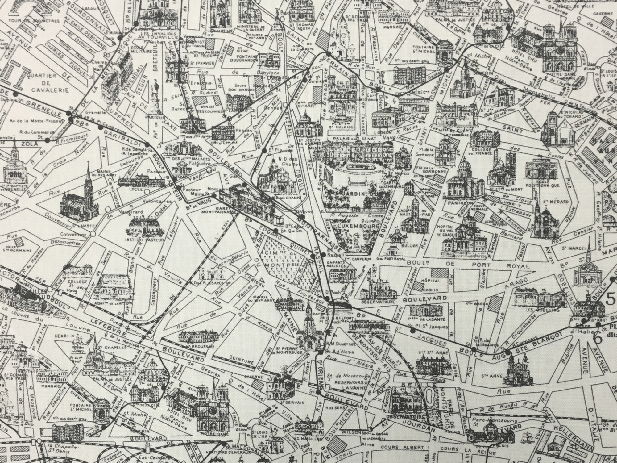 Paris Architecture Street Map Vintage etchings France Map Vintage Style