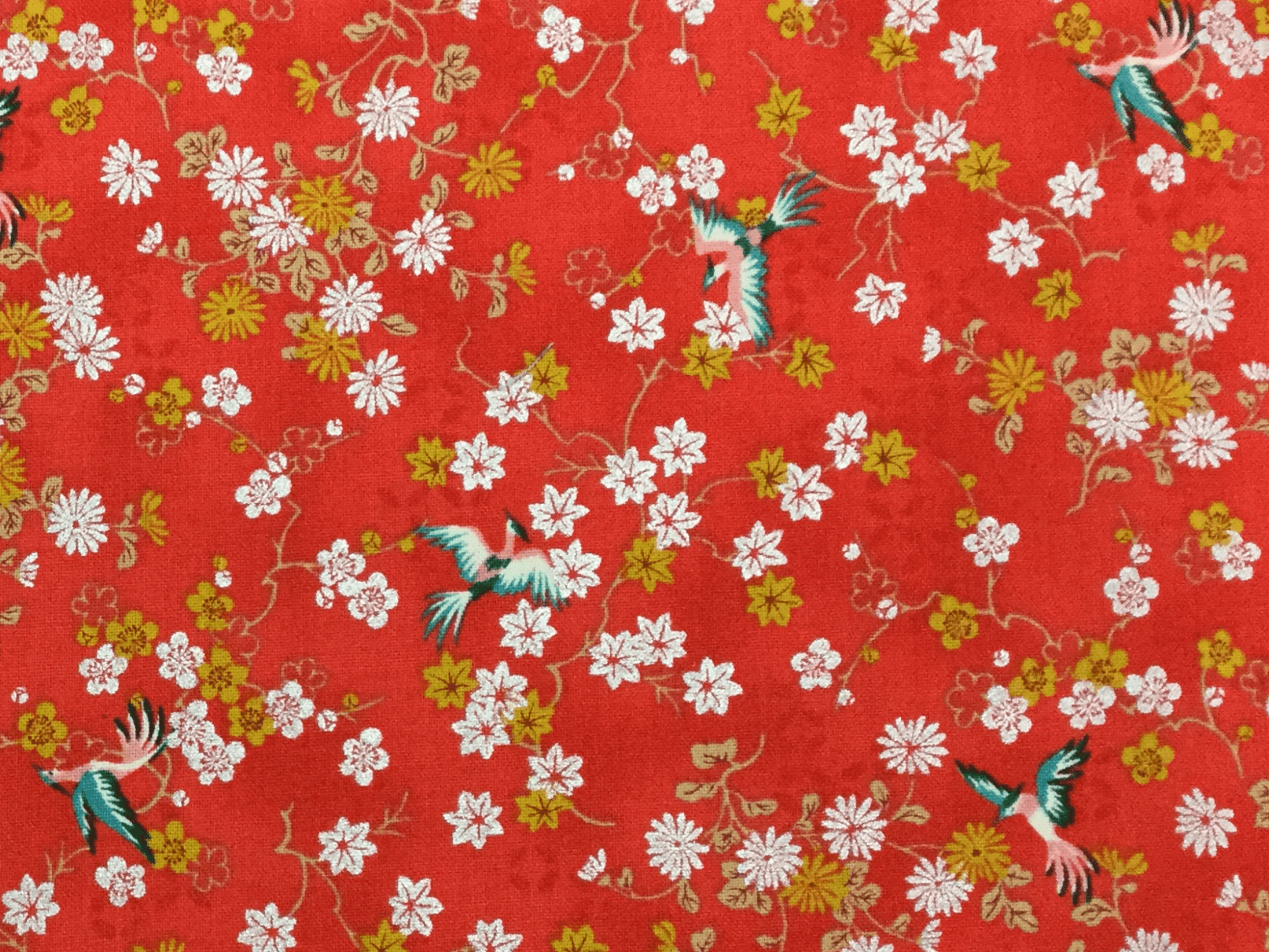 Phoenix Bird Japanese Asian Obi Metallic Gold Cotton Quilt Fabric NT31