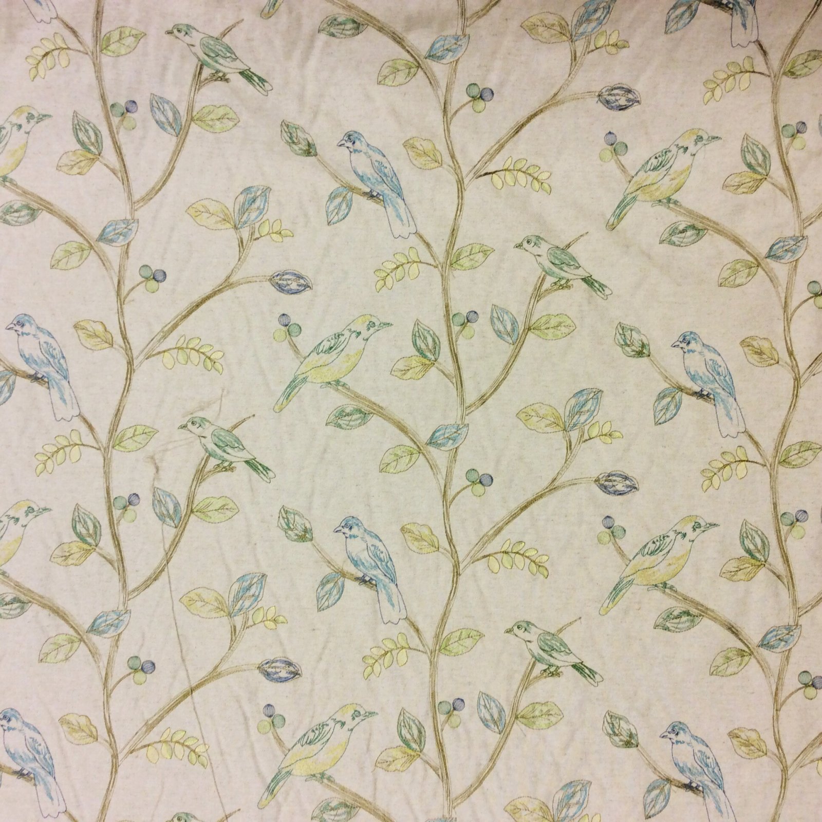 Songbird Embroidered Birds Drapery Weight Cotton Fabric LHD289A