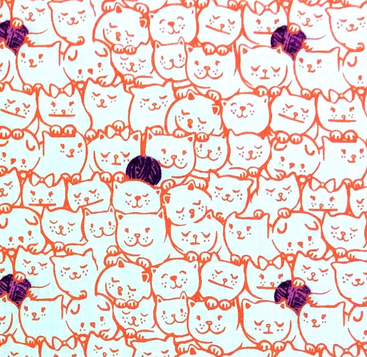 Cotton + Steel Nestled In Cat Kitten Yarn Feline Cats Kittens Cotton