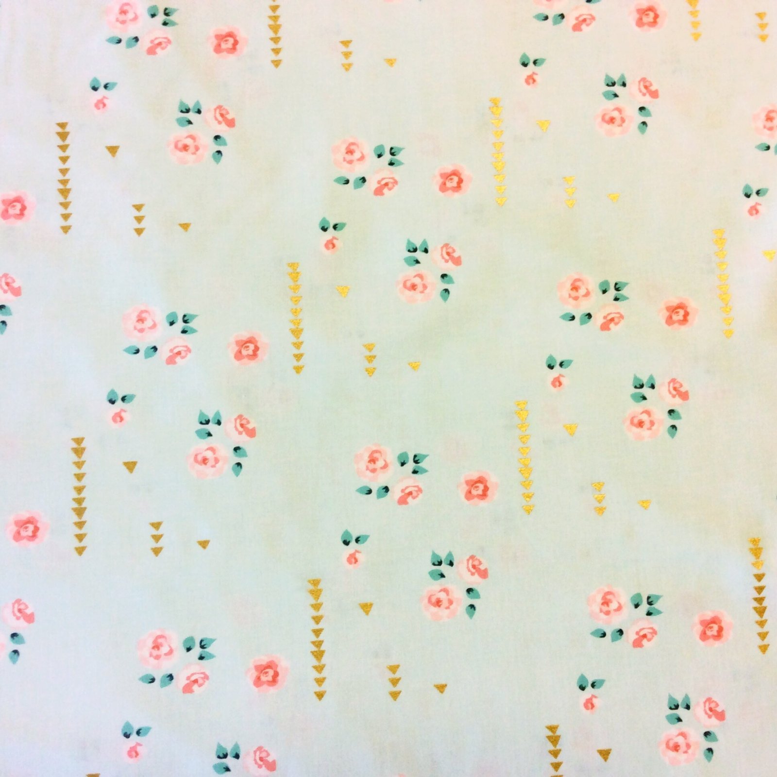 Floral Triangle Metallic Flower Blooms Blossom Geo Cotton Quilt Fabric