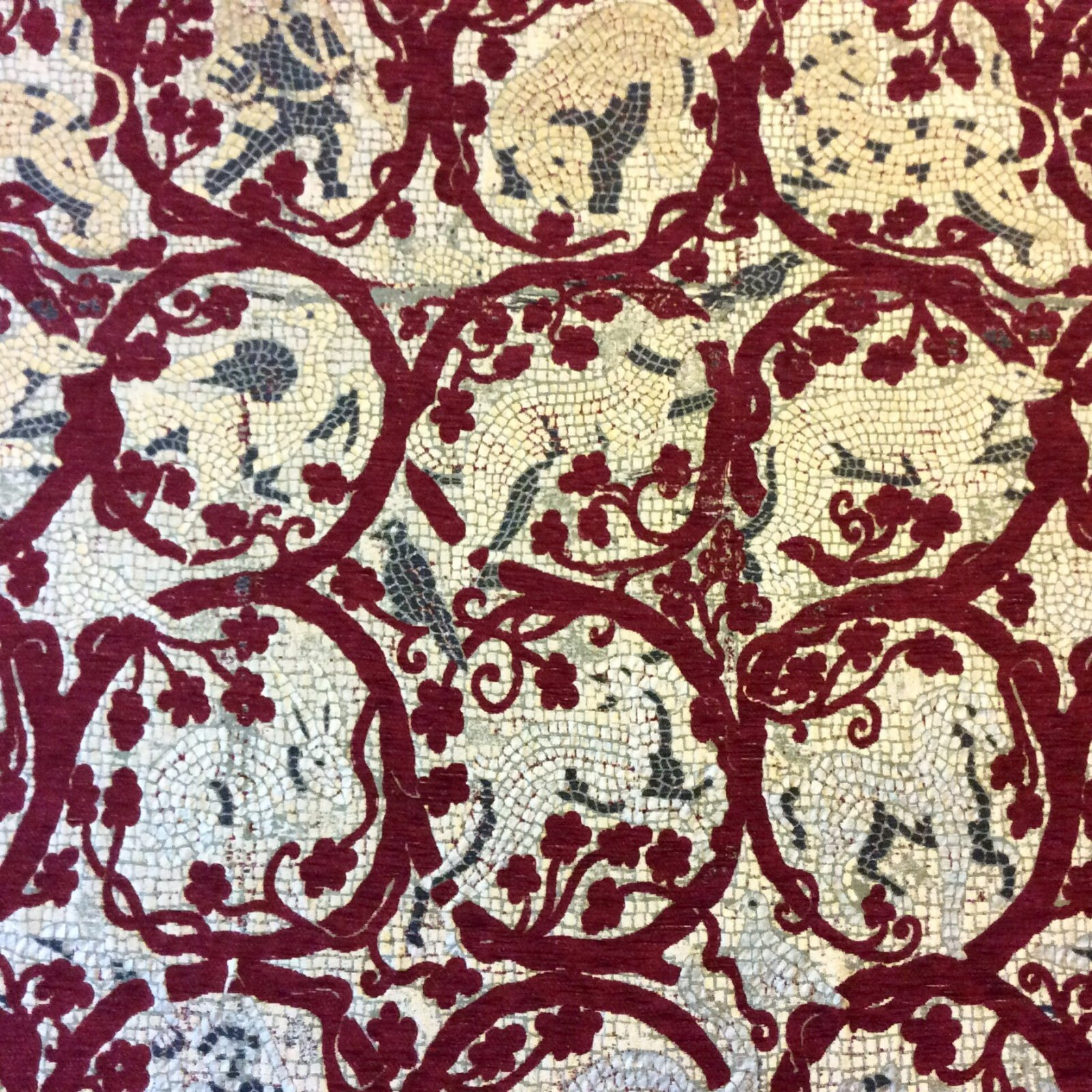 Clarence House LaSalle Gold and Burgundy Red Formal Italian High End Mosaic Tapestry Designer