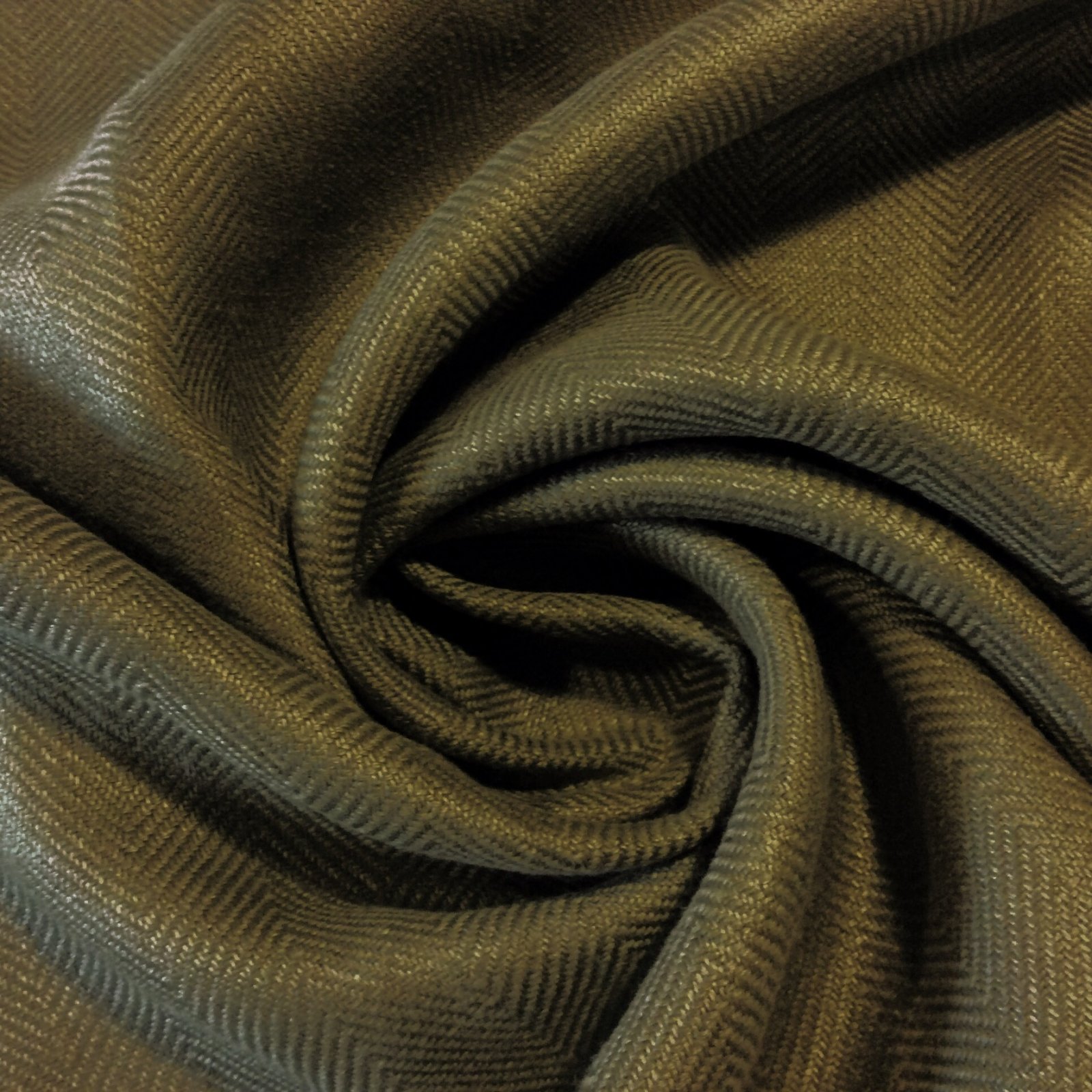 Clarence House Herringbone Heavy Linen Weight Olive Textured Upholstery Fabric CLA183