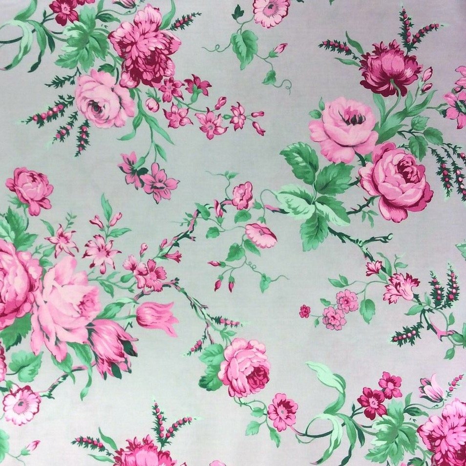 FAT QUARTER! English Garden Cabbage Rose Floral French Country Cotton