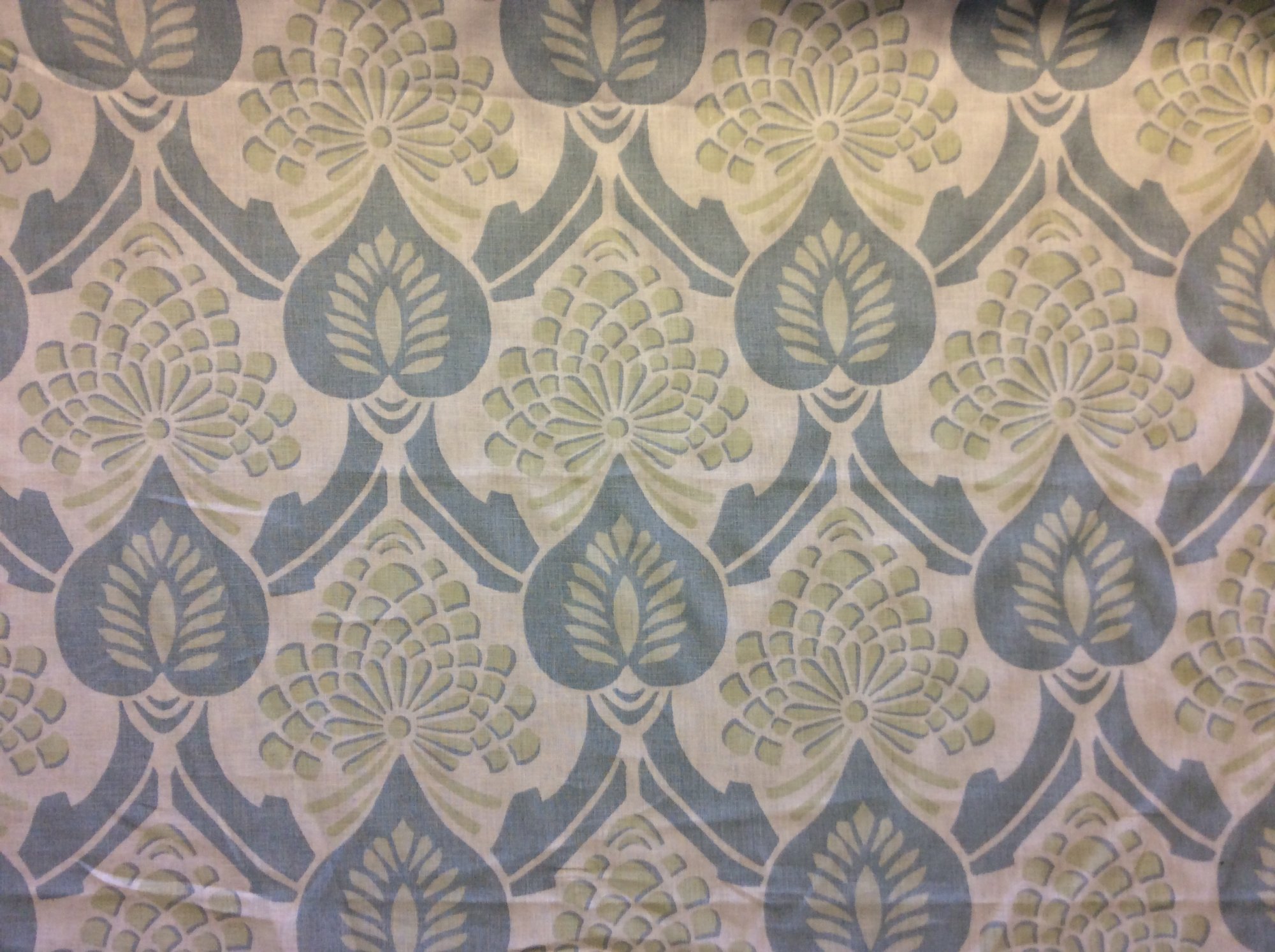 Vervain Carpazzo Modern Green and Spa Blue Lagoon Damask Linen Home