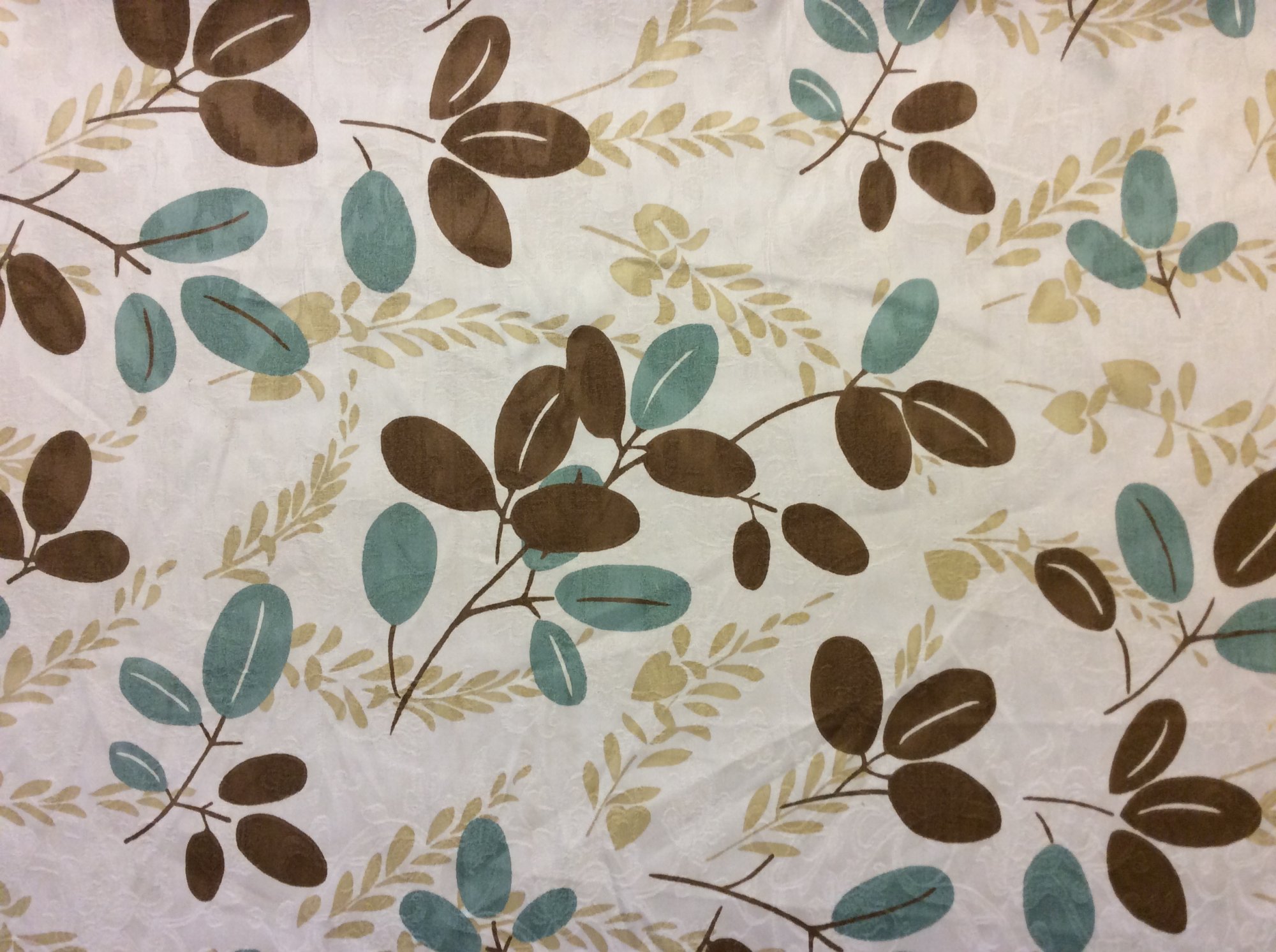 Super Sale! Scandinavian Modern Blue Brown and Dark Cream Leaf Twig