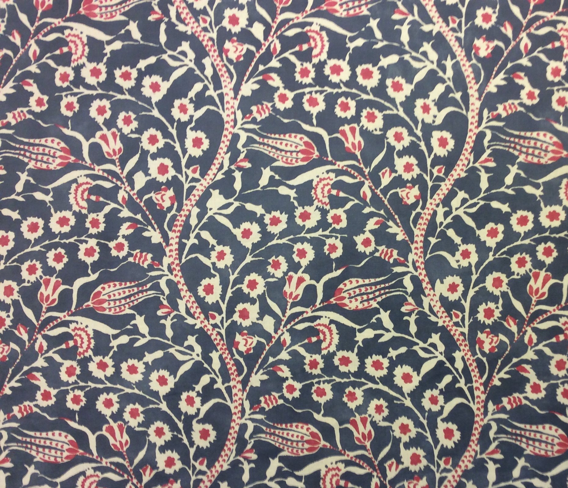 Cannanore Navy Red Clarence House Made in France Linen Cotton Hand