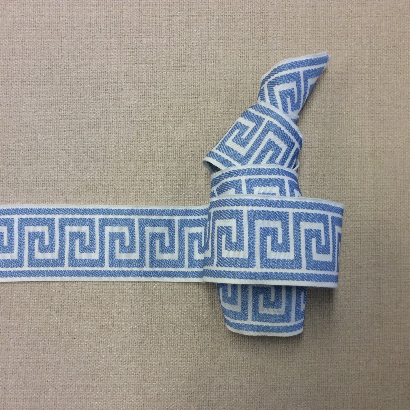 Greek Key Woven Drapery Upholstery Tape Home Dec Trim Sky Blue Ribbon