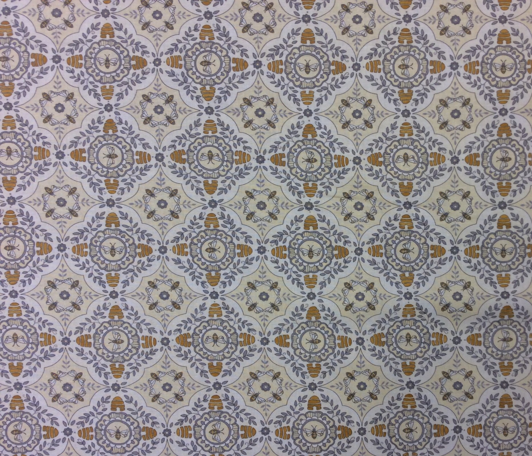 Bee French Country Honey Bee Hive Cotton Quilting Fabric