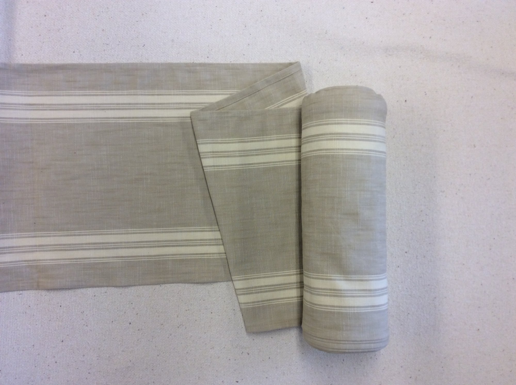 French Country Flax Striped Cotton Toweling Fabric MOT201