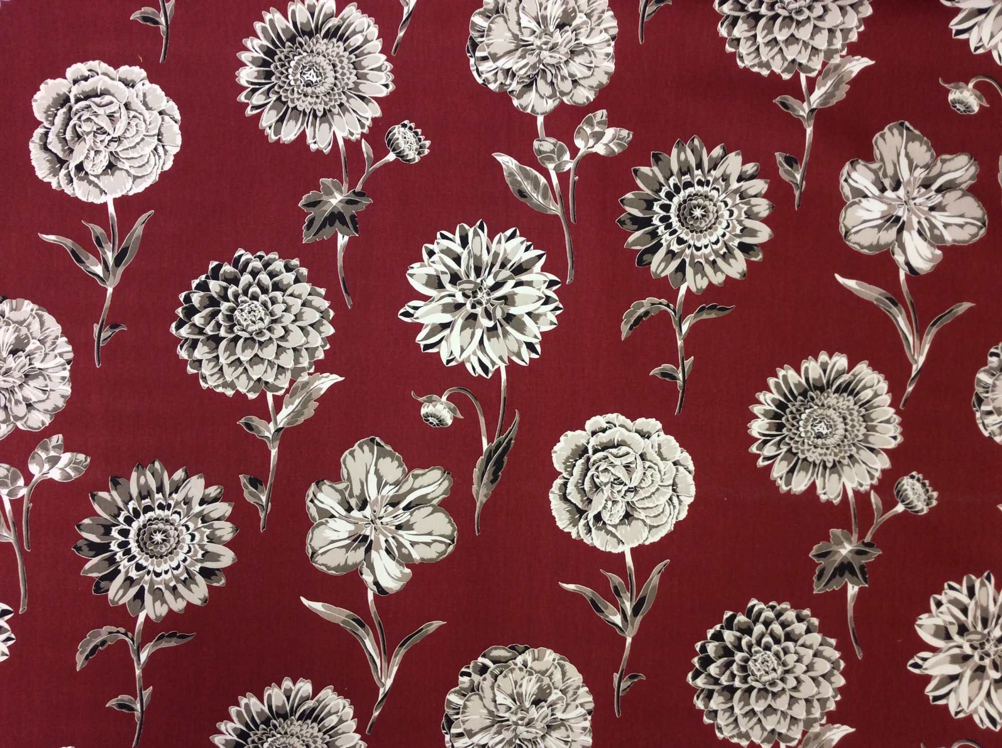Outstanding Contemporary Floral Print Peony and Dahlia Large Scale